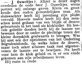 Jan Ouweltjes overlijdensbericht